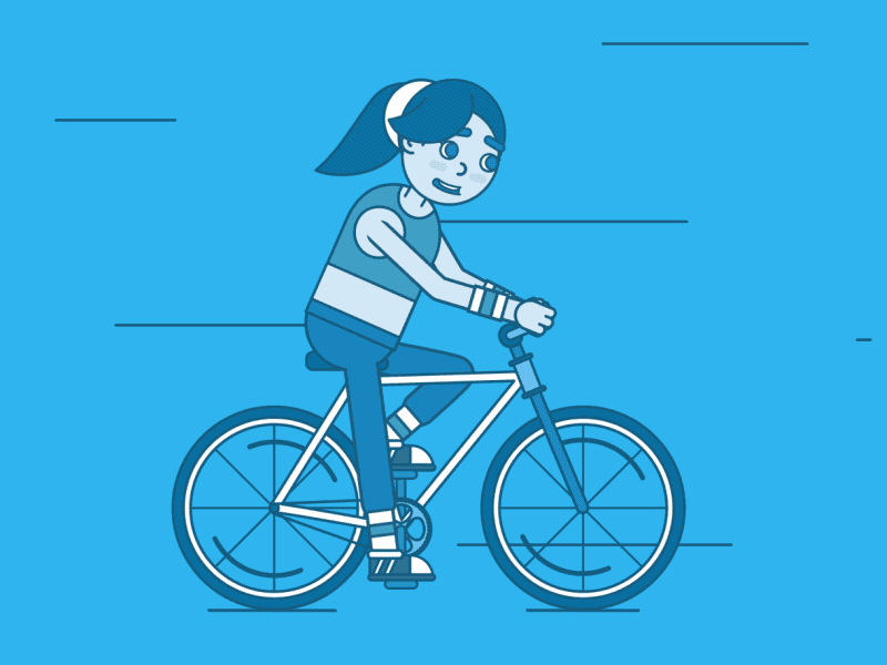 Cyclist Woman aftereffects bike characteranimation cycle flatdesign illustration motion rubberhose running