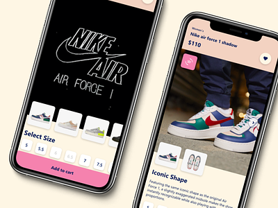 Nike UI - Air force 1 shadow adobe xd concept design ecommerce app ecommerce shop interaction mobile navigation nike ui ui design ux