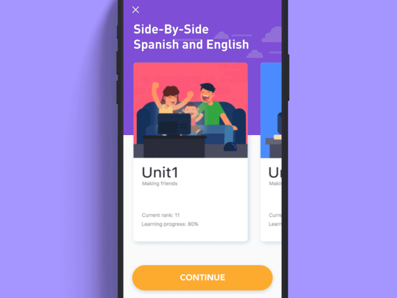 Language Learning App app card design educational illustration interface ios language learning learn mobile ui ux