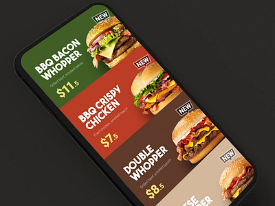 Food App animation app burger grocery interface mobile restaurant ui