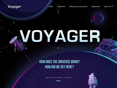 Space Website 3d animation astronomy landing page universe web website