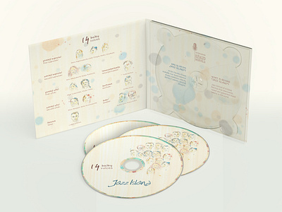 „JAZZ ISLAND“ cd cover alius aquarel cd cechas cover design illustrations levinskas light music people sing soft