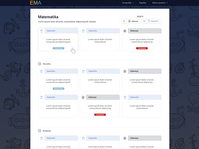 EMA process alius cechas design levinskas school ui uiux ux web