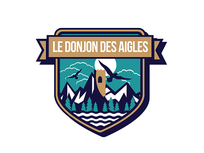Logo Donjon Des Aigles bretagne dungeon logo marine mountain sea thil