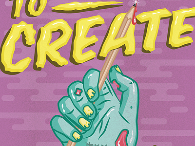 We Live To Create bright halloween hand horror purple retro teal typography zombie