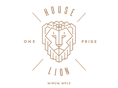 House Lion Logo crest crown gold line art lion sigil vector illustration