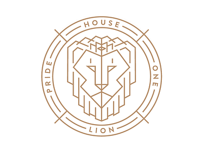 House Lion Logo Variation badge crest crown gold line art lion sigil vector illustration