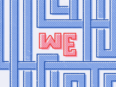 We Collaborate Halftone Pattern distressed halftone retro screen print typography vector