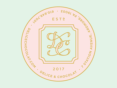 Delice & Chocolat Box Stickers ardmore branding chocolate french bakery label design logo design marketing stickers tasty