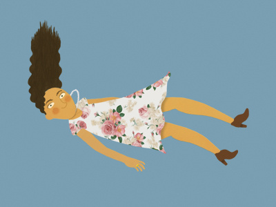 Falling girl illustration poster