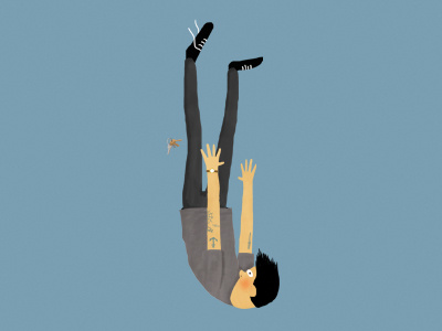 Falling boy illustration poster