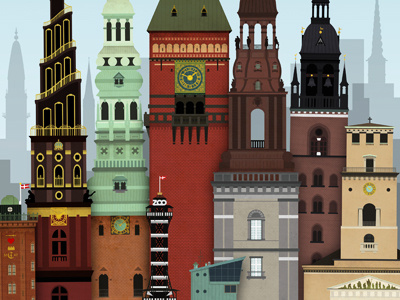 Copenhagen Towers city copenhagen illustration towers vector