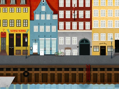 Nyhavn poster copenhagen harbor house illustration københavn nyhavn poster