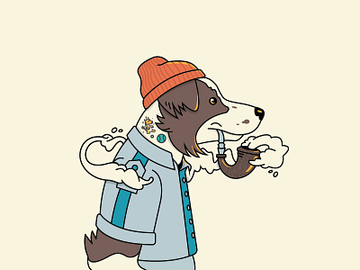 Daydreamin' cool dog graphic design illustration mascot nautical smoking vector vector illustration