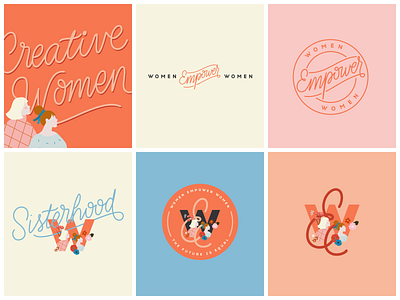 Women empower women animation branding design flat graphic design icon illustration lettering logo typography vector