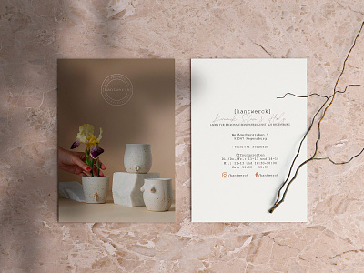 [ hantwerck ] - Print branding corporate identity design female business female empowerment giveaway graphic design illustration local creator online shop photography postcard pottery print print design product photography