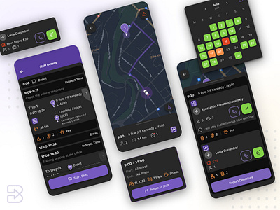 Fleetlab Driver App app dark theme design logistics navigator ui ux