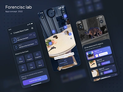 Concept of the Forensics lab app ai crime app dark forensics mobile police scaner