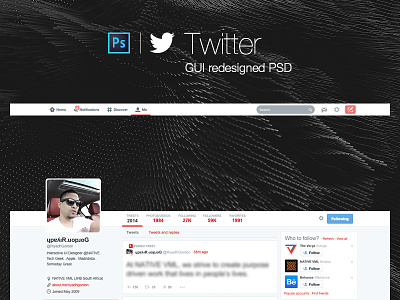 Twitter GUI redesigned PSD download free freebie gui layers psd template twitter ui