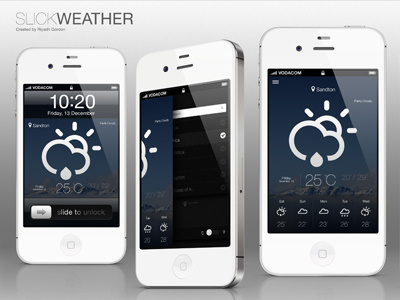 iPhone SlickWeather App app climacons iphone riyadh gordon ui user interface design ux weather