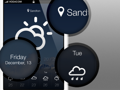 iPhone SlickWeather App Home Screen app climacons iphone riyadh gordon ui user interface design ux weather