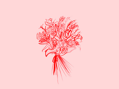 Bouquet bouquet flowers illustration pink red