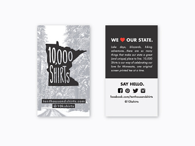 10,000 Shirts Hang Tags business card minnesota retail tag