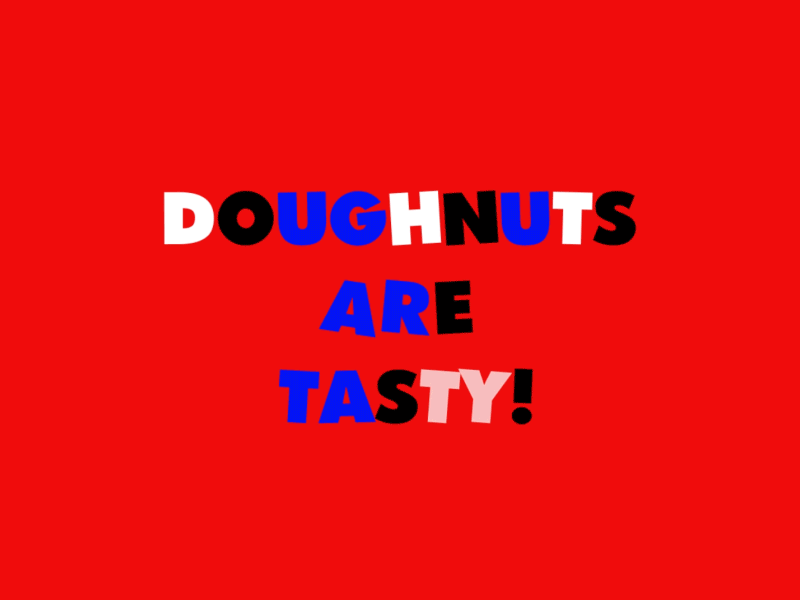 Doughnuts Are Tasty aftereffects animation bounce bouncy cartoon comic doughnut doughnuts flat motiondesign motiongraphics orange wedge orangewedge red slapstick squash stretch