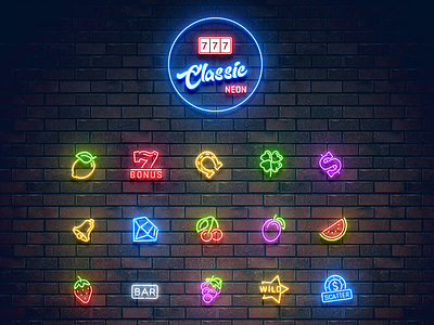 Classic Neon Slot classic game design lights neon neon lights skeuomorphic slot