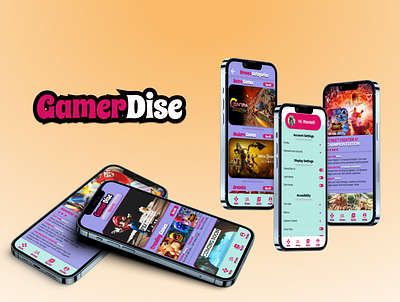 GamerDise Game Preview App app branding design interaction design product design typography ui ux visual design