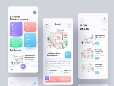 Services App Design Concept animation app design branding design ecommerce app food app free designs illustration logo ui