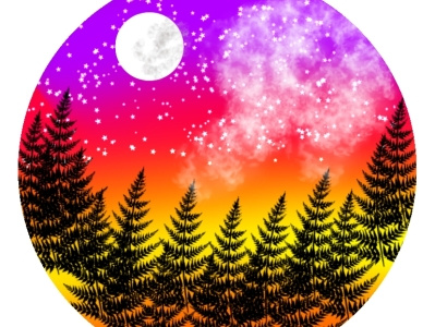 beautiful night with full moon realistic drawing 3d animation branding coloring sky design drawing fullmoon graphic design illustration logo moon motion graphics sky stars typography ui ux vector