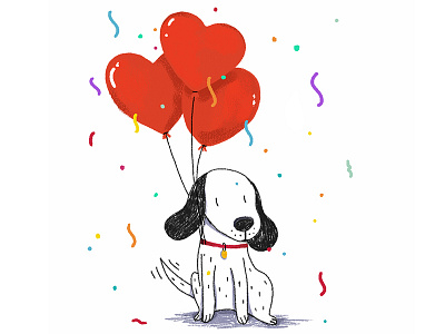 dog at the carnival balloon carnival dog illustration