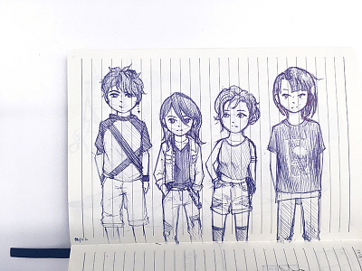 line. up. character design characters doodle lineup pen portrait sketch teens