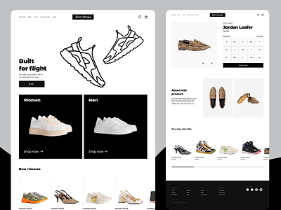 Zia's Shoes👟 E-commerce 🛍️ application design app black and white design e commerce shoe shopping sneakers ui