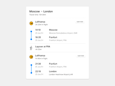 Airline Flight Booking Information Card ✈️