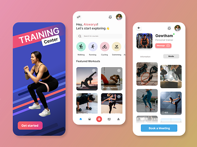Fitness training application 💪 fitness gym material design training app ui workout yoga