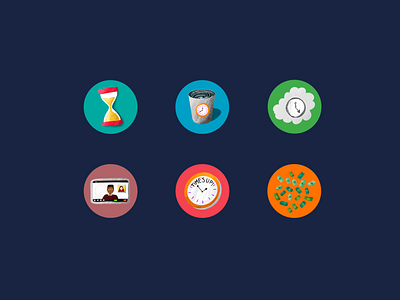 Time stamps design icons illustration procreate