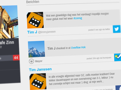 In2forest social feed blue design facebook foursquare gray in2forest interface minimalistic social twitter ui user interface
