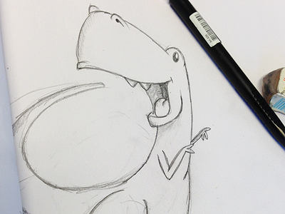 Happy T-rex character dinosaur illustration sketch t rex