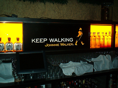 Johnnie Walker (Diageo) illuminated signage/bar