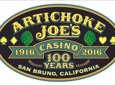 Artichoke Joes 100 years logo