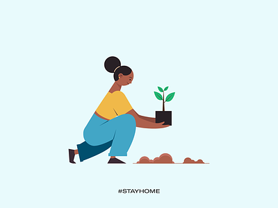 Stay home - plant a tree covid19 illustrations plant tree save planet stay fit stay healthy stay home stay safe vector work from home