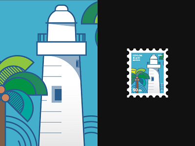 Stamp concept - Galle light house ceylon design illustration stamp stamp design vector