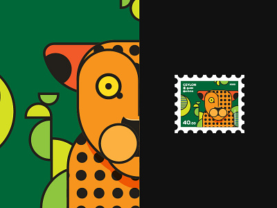 Stamp concept - Panthera pardus kotiya art ceylon digitalart illustration stamp stamp design vector