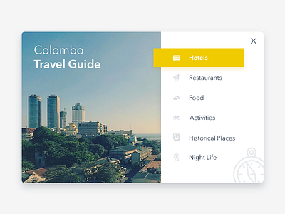 Colombo Travel Guide - Menu Concept colombo concept hover menu travel ui ux web