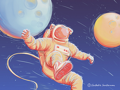 Astronaut astronaut cintiq digitalart moon photoshop planets space universe wacom