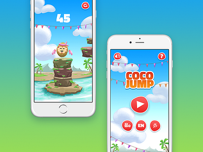 Coco jump - Game design design digitalart illustration imigames ios iphone minigames mobile ui ux