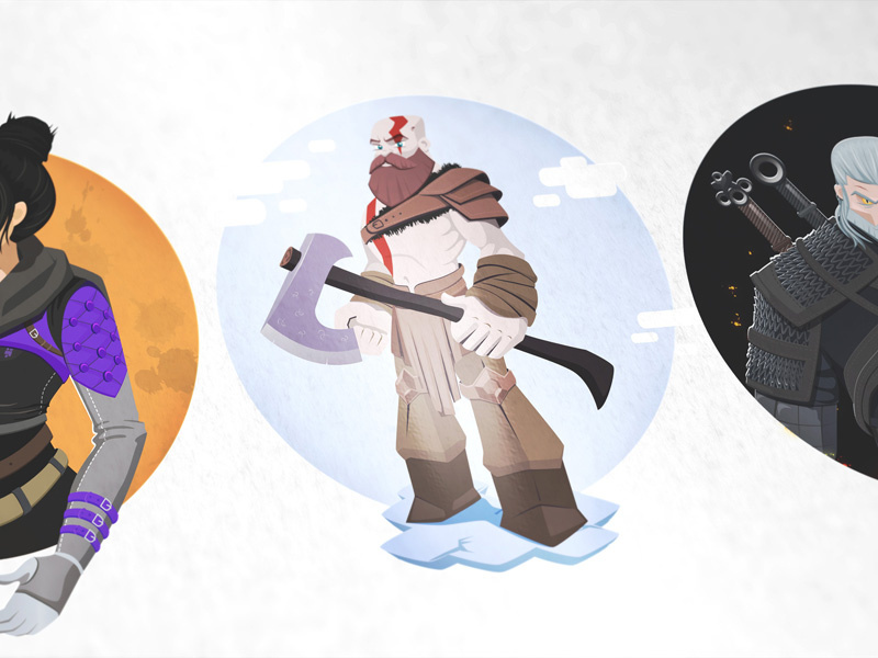 Vector Drawings apex legends witcher3 godofwar wraith geralt kratos art vector digitalart illustration