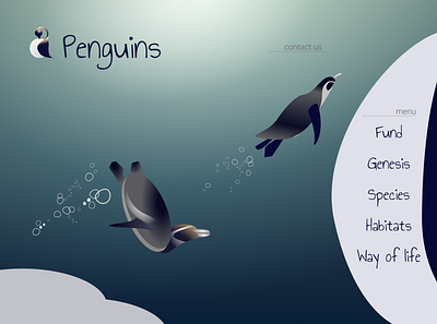 Penguins Homepage desktop illustration menu penguins protection ui
